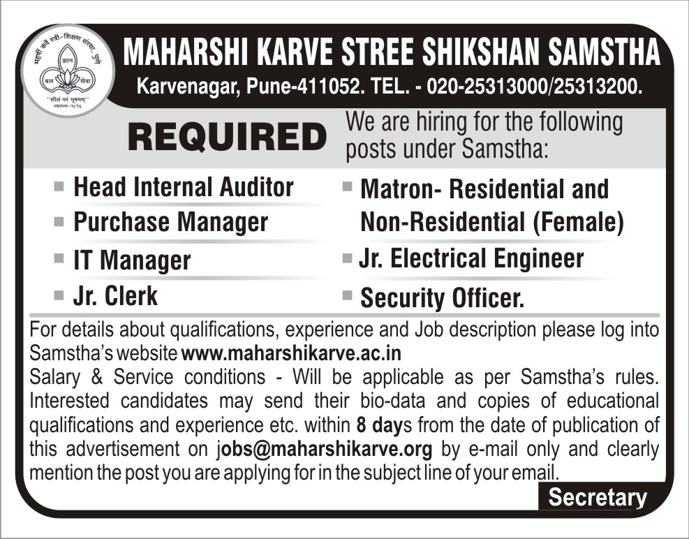 Required We are hiring following post under samstha
